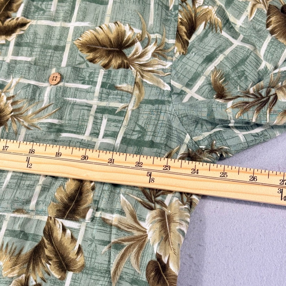 Covington Mens XL Tropical Palm Leaf Bamboo Print Rayon Button Up Shirt Green - Picture 4 of 8